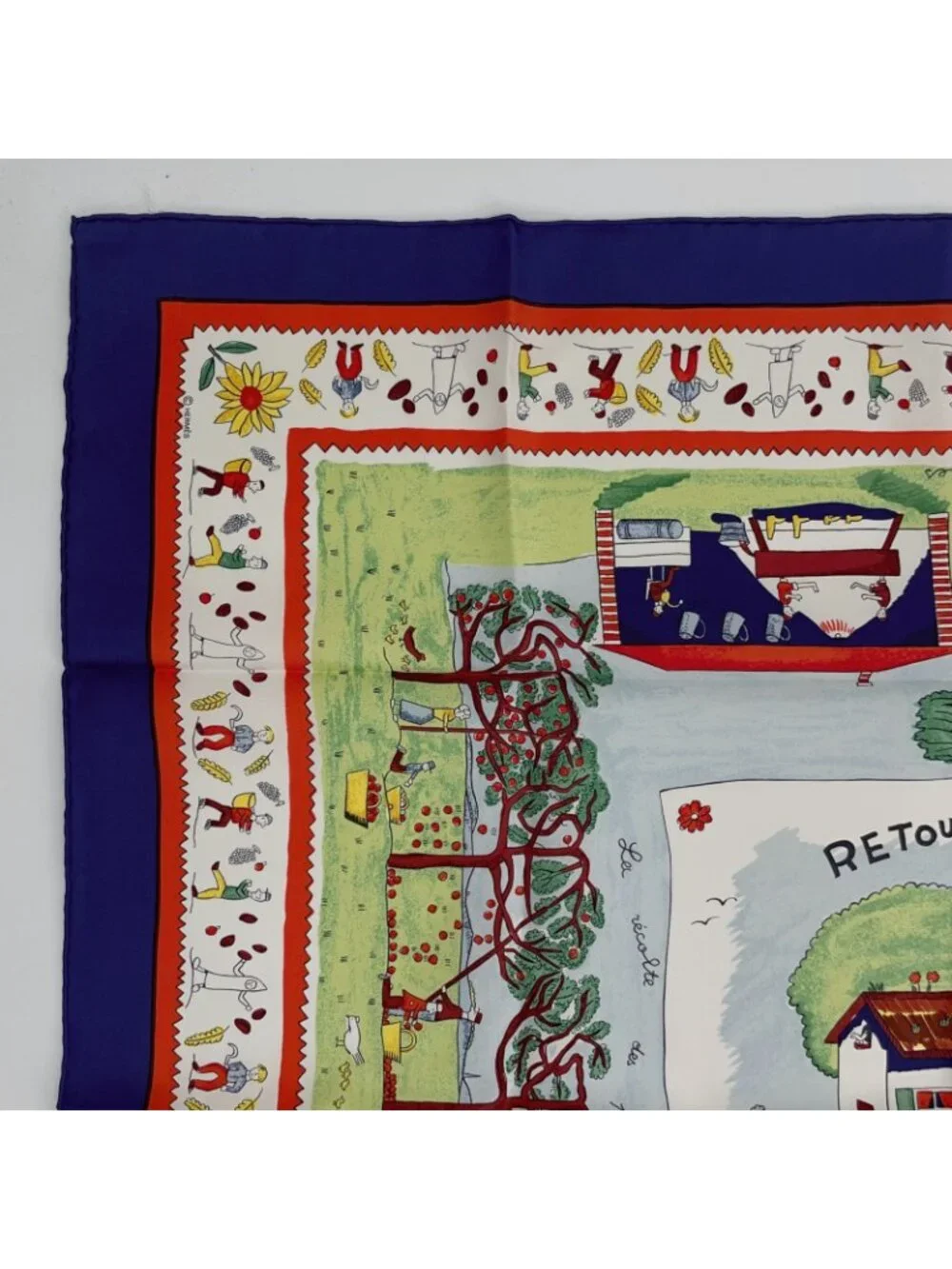 Hermes Carre 90 RE Tour a la Terre Return Navy Multicolor Silk 100% Scarf - Picture 2 of 6